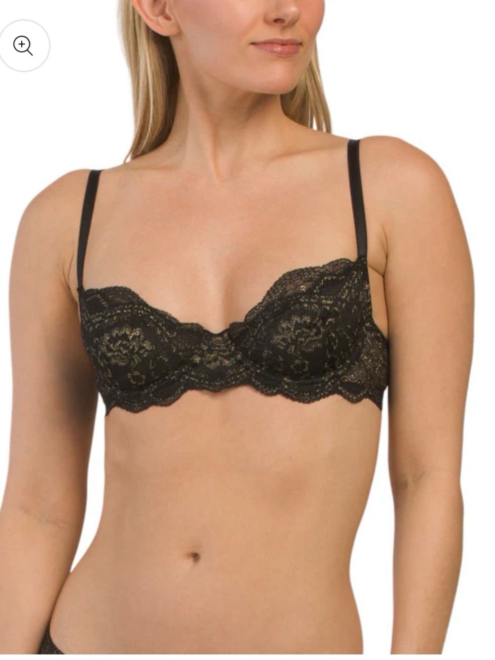 Scalloped Lace Underwire Bra in Black